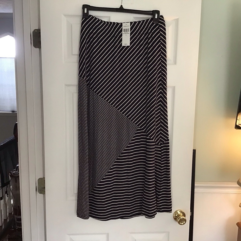 Coldwater Creek Black Floral Maxi Skirt-Pull On-Stretch-SMALL NWT